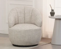 Meuble House Chauffeuse effet boule avec surpiqures en tissu bouclette beige tramé