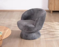 Meuble House Chauffeuse pivotante 360° en tissu chenillé gris "Ladoga" Online