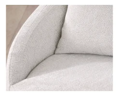 Meuble House Chauffeuse ronde 120 cm en tissu blanc chiné et coussins velours côtelé