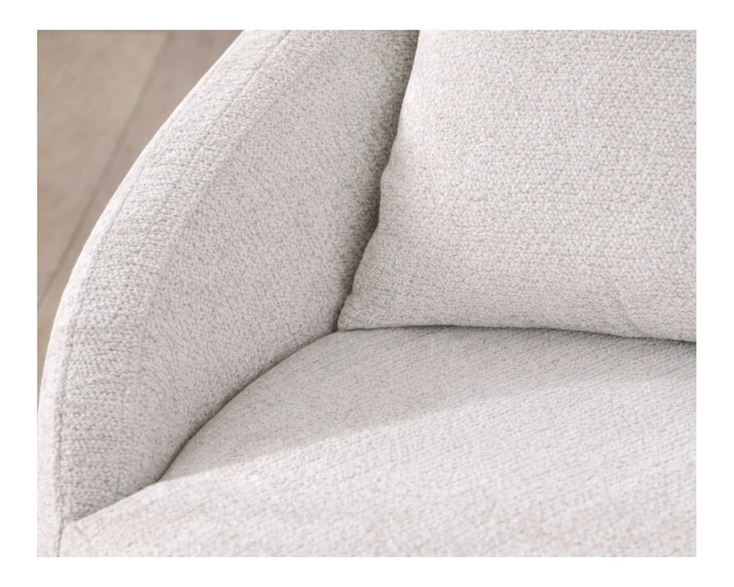 Meuble House Chauffeuse ronde 120 cm en tissu blanc chiné et coussins velours côtelé "Sweet Culture" Sale