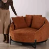 Meuble House Chauffeuse XL 120 cm ultra confort avec coussins coordonnés "Sweet Culture" en tissu bouclette terracotta Clearance