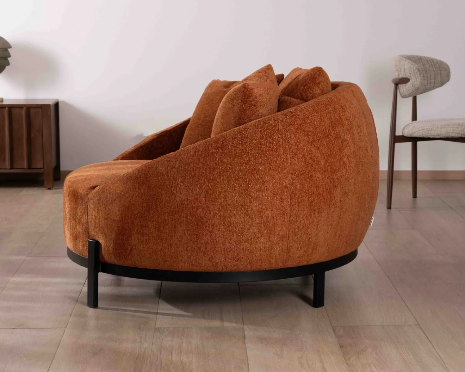 Meuble House Chauffeuse XL 120 cm ultra confort avec coussins coordonnés "Sweet Culture" en tissu bouclette terracotta Clearance