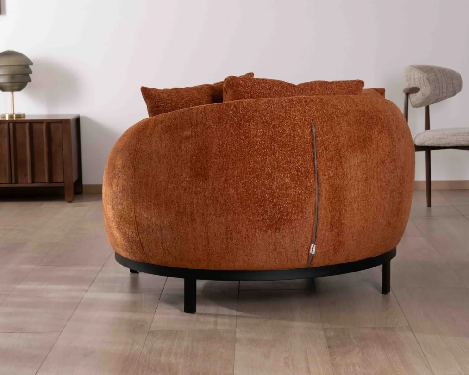 Meuble House Chauffeuse XL 120 cm ultra confort avec coussins coordonnés "Sweet Culture" en tissu bouclette terracotta Clearance