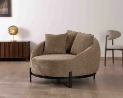 Meuble House Chauffeuse XL en tissu bouclette taupe