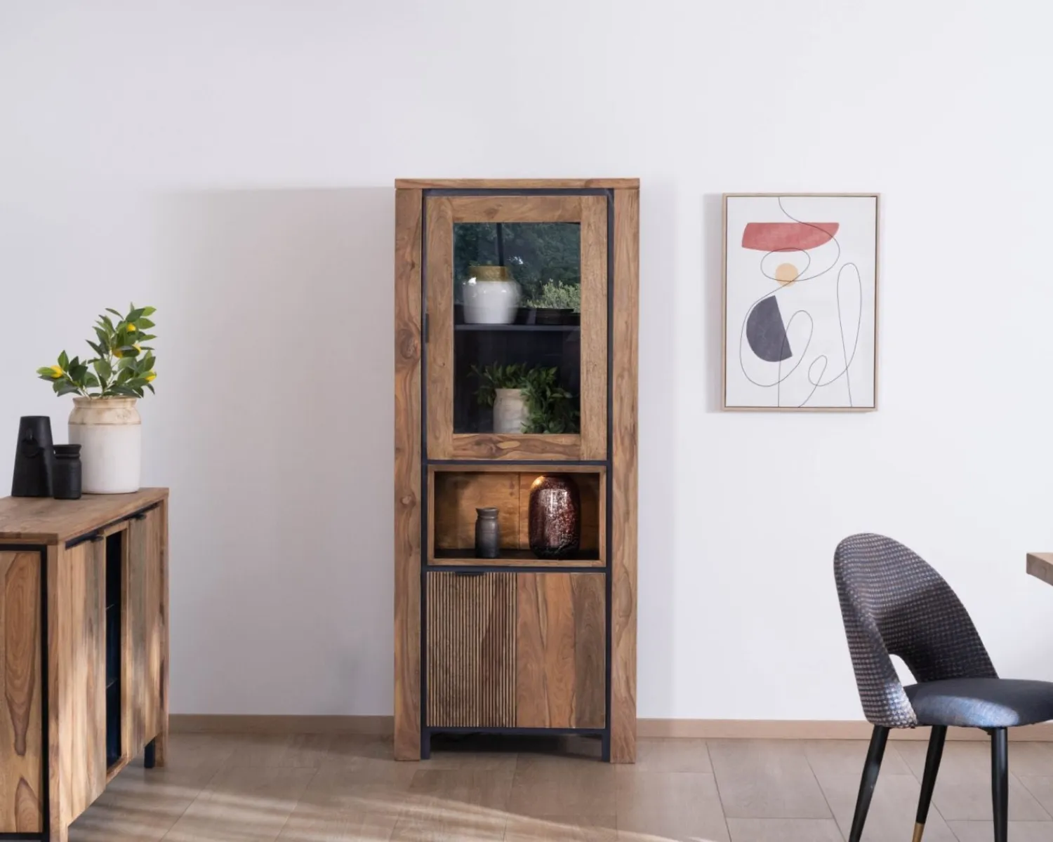 Meuble House Colonne vitrée en palissandre "Enoa" avec rétroéclairage Discount