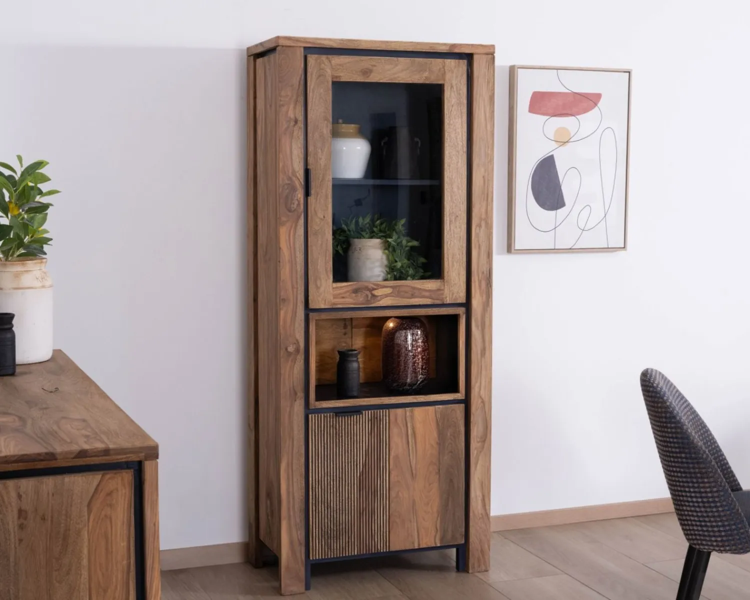 Meuble House Colonne vitrée en palissandre "Enoa" avec rétroéclairage Discount