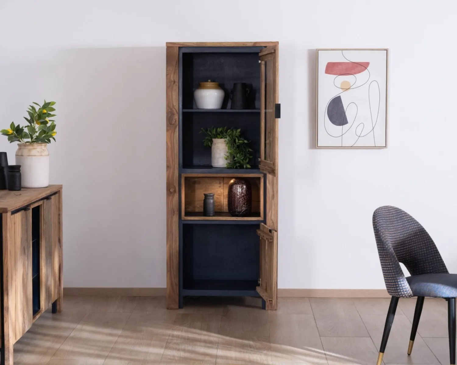 Meuble House Colonne vitrée en palissandre "Enoa" avec rétroéclairage Discount