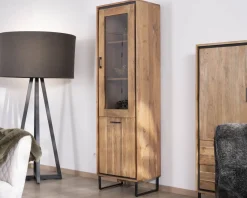 Meuble House Colonne vitrée style industriel en acacia "Baltik" verre teinté marron Best