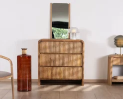 Meuble House Commode design rétro avec façades cannelées 