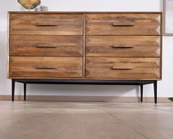 Meuble House Commode en manguier et pieds métal style rétro "Presto" 6 tiroirs demi largeur Sale