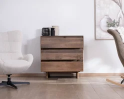 Meuble House Commode esprit Japandi en manguier massif "Geta" 3 tiroirs large ouverture Best