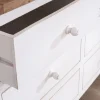 Meuble House Commode 6 tiroirs en acacia "Equinoxe" blanche et plateau naturel Best