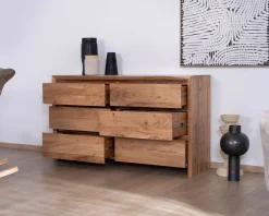 Meuble House Commode 6 tiroirs en acacia style scandinave
