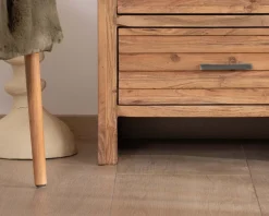 Meuble House Commode verticale 5 tiroirs "Conoa" en acacia avec façades cannelées