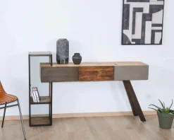 Meuble House Console moderne design avec rangements bois métal et ciment