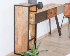 Meuble House Console moderne design avec rangements bois métal et ciment