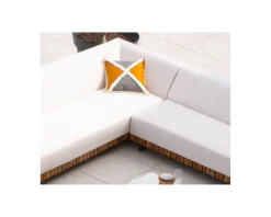 Meuble House Coussin carré en coton bicolore avec franges 