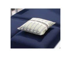 Meuble House Coussin décoratif carré beige et vert avec franges en lin "Solira"
