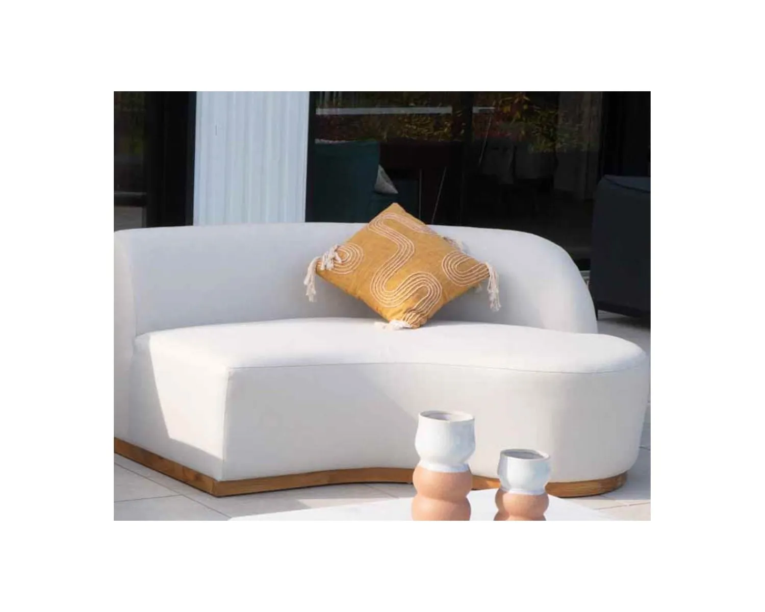 Meuble House Coussin en tissu coton flammé "Ethnic" 45 x 45 cm beige et jaune
