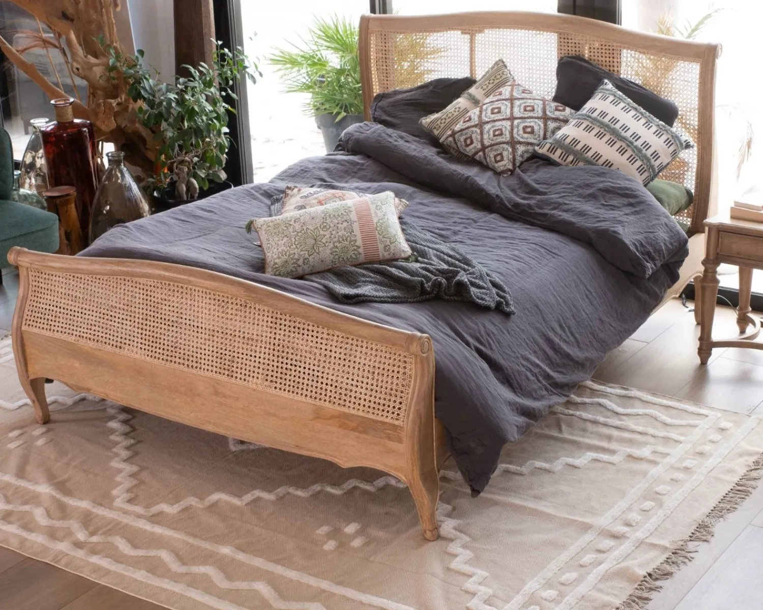 Meuble House Coussin imprimé en coton et lin "Solira" format carré 45x45cm Outlet