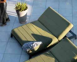 Meuble House Double bain de soleil haut de gamme vert et noir "Terrasse" Best