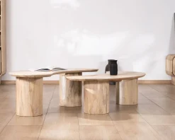 Meuble House Duo de tables basses design épuré en manguier "Jappy" forme haricot Clearance