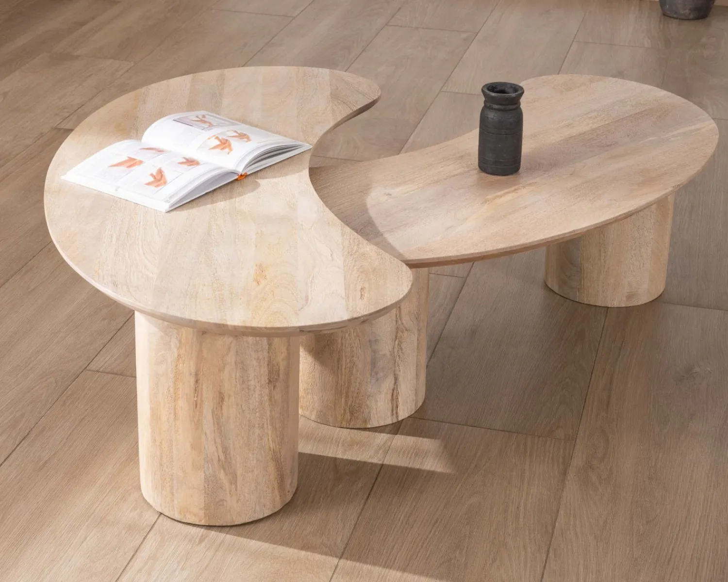 Meuble House Duo de tables basses design épuré en manguier "Jappy" forme haricot Clearance