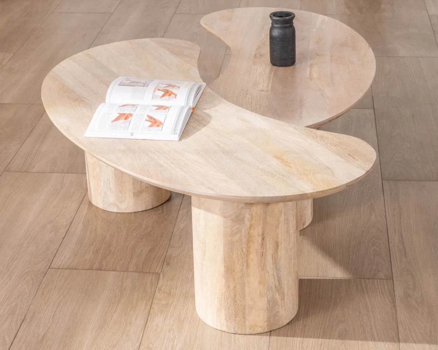 Meuble House Duo de tables basses design épuré en manguier "Jappy" forme haricot Clearance