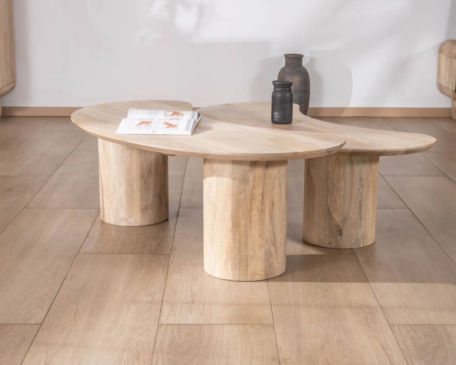 Meuble House Duo de tables basses design épuré en manguier "Jappy" forme haricot Clearance