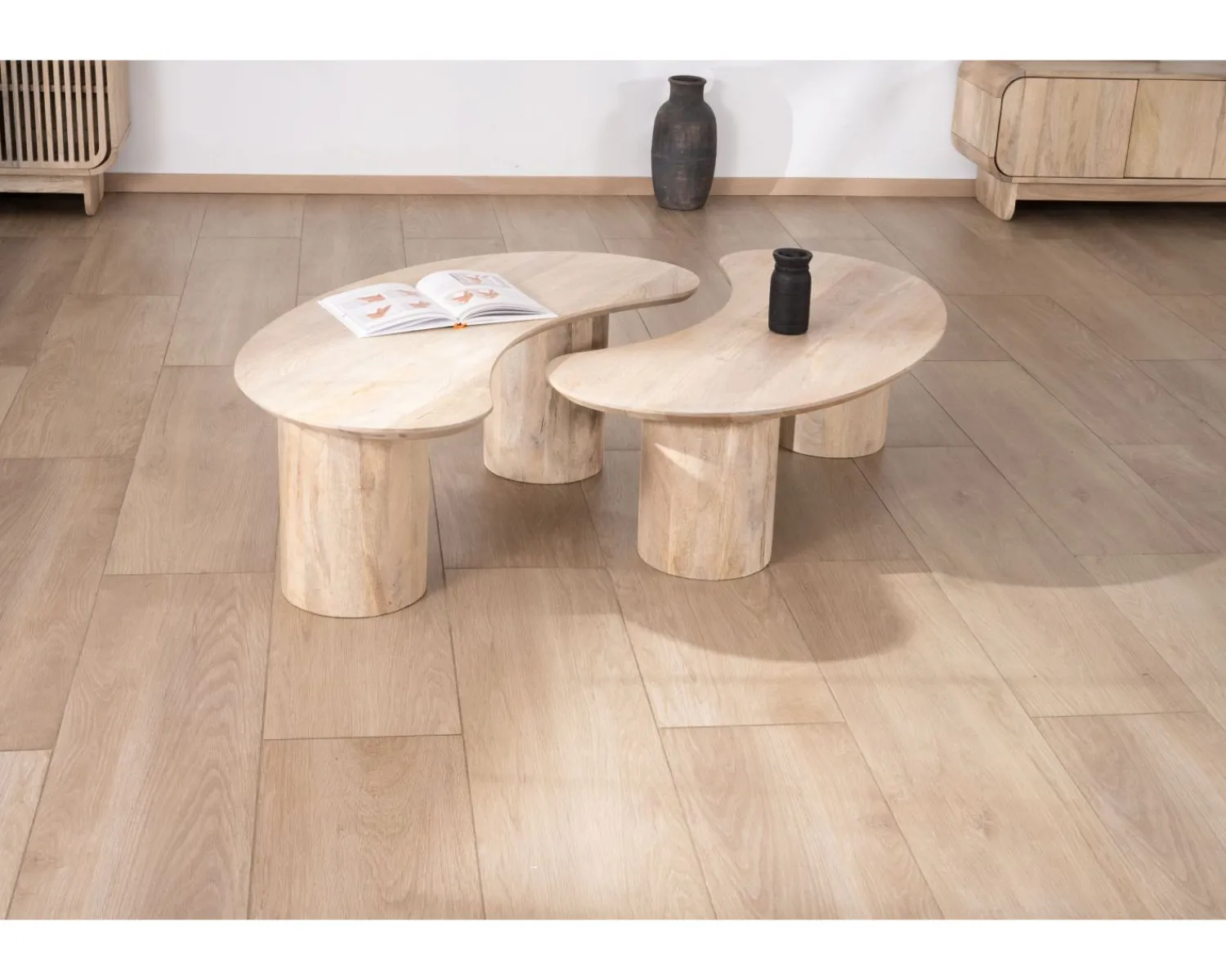 Meuble House Duo de tables basses design épuré en manguier "Jappy" forme haricot Clearance