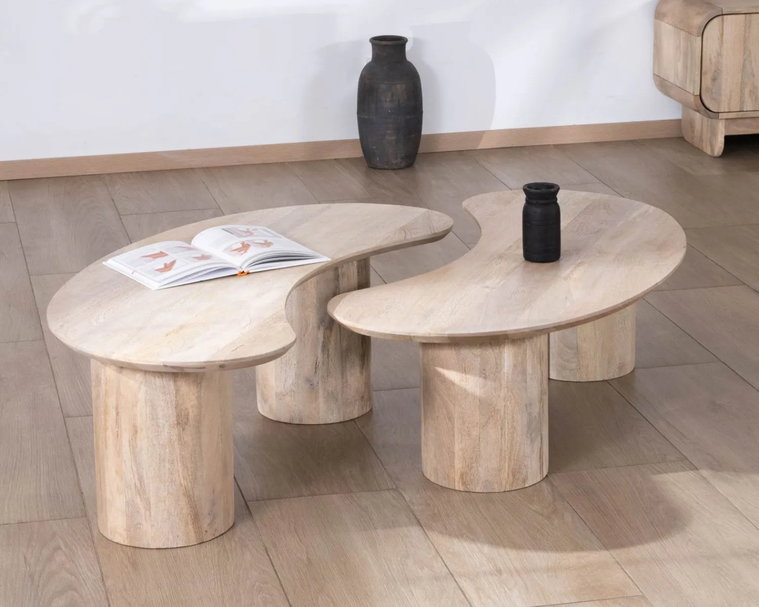 Meuble House Duo de tables basses design épuré en manguier "Jappy" forme haricot Clearance