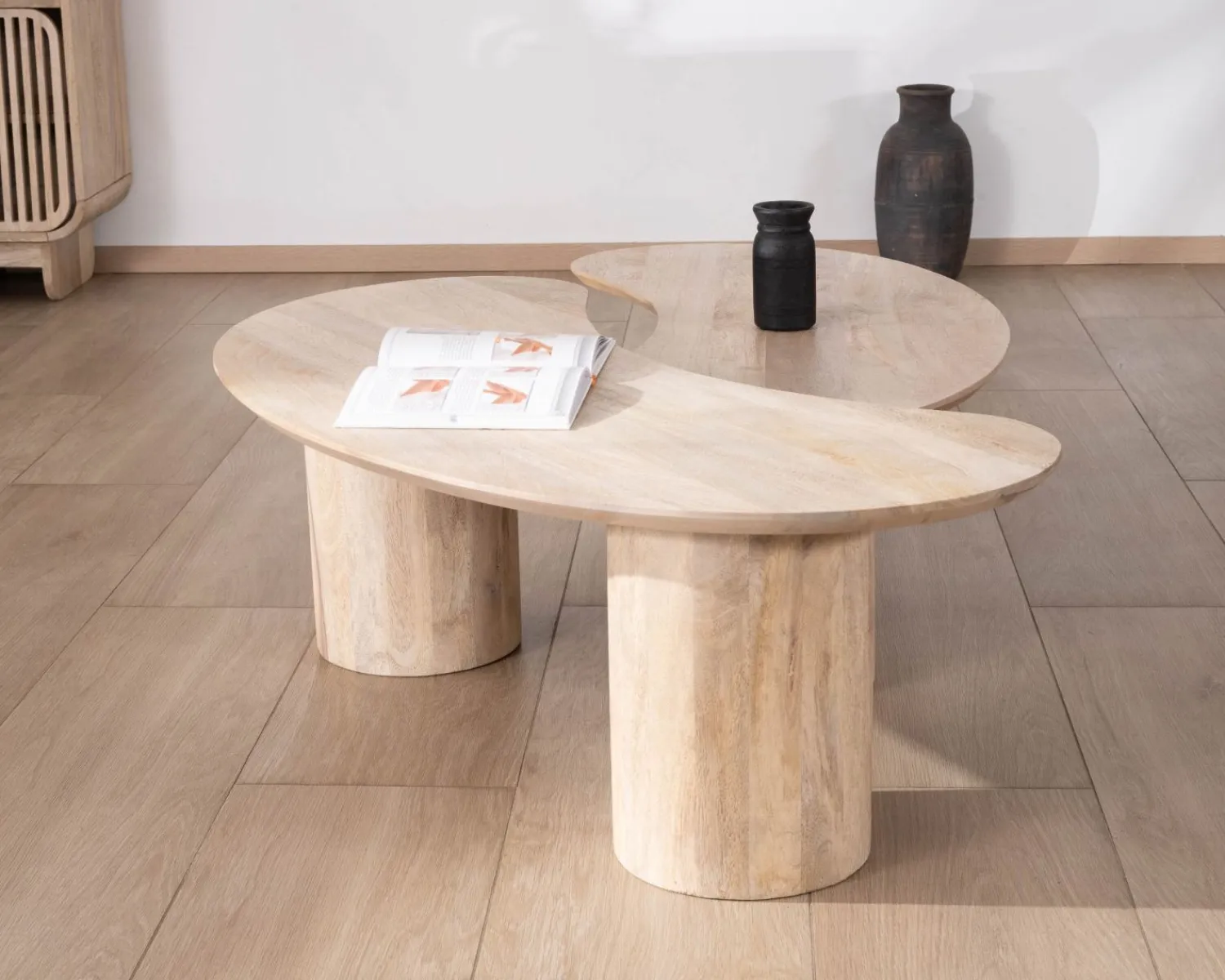 Meuble House Duo de tables basses design épuré en manguier "Jappy" forme haricot Clearance