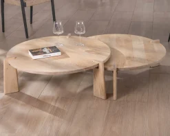 Meuble House Duo de tables basses rondes en manguier naturel