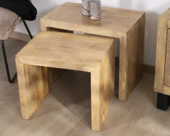 Meuble House Duo de tables d'appoints gigognes en manguier lignes épurées