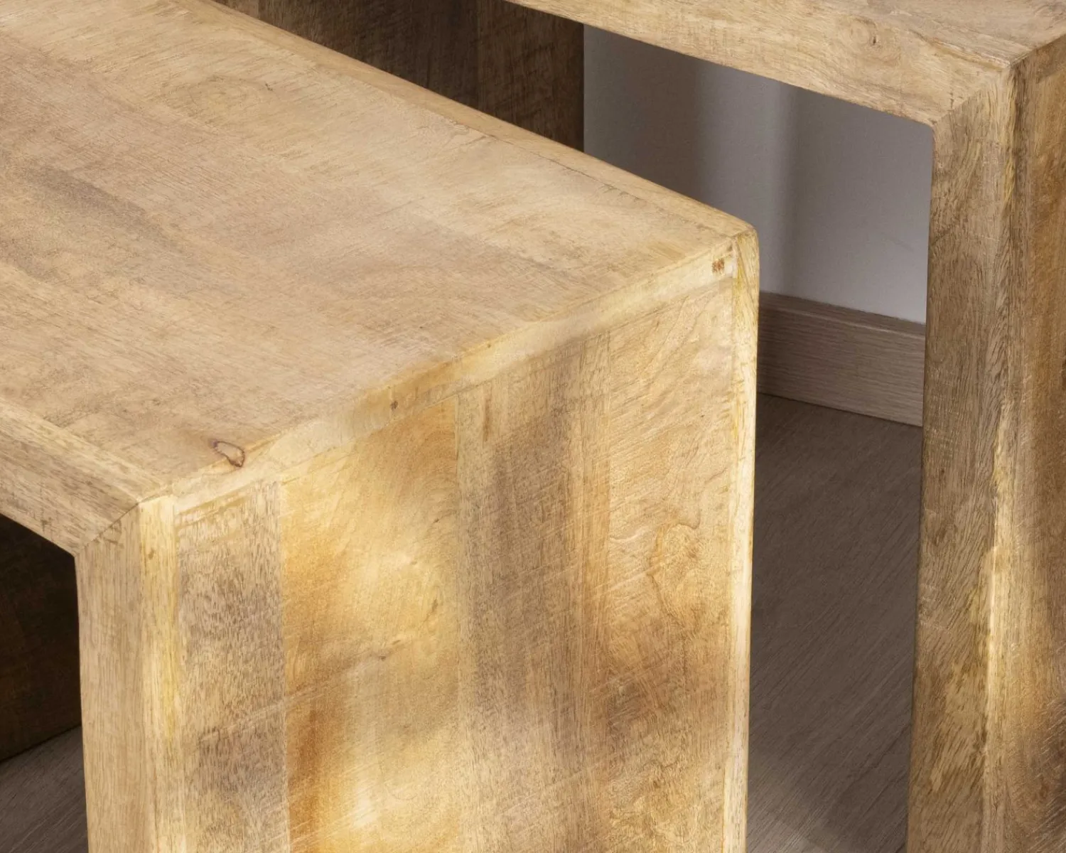 Meuble House Duo de tables d'appoints gigognes en manguier lignes épurées "Manoha" Sale