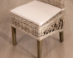 Meuble House Elégante chaise de repas en rotin tressé avec galette d'assise en tissu "Noho" Online