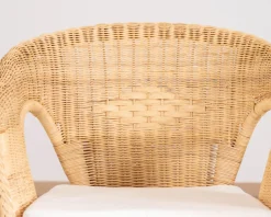 Meuble House Elégant petit fauteuil en rotin tressé avec assise tissu "Noho" New