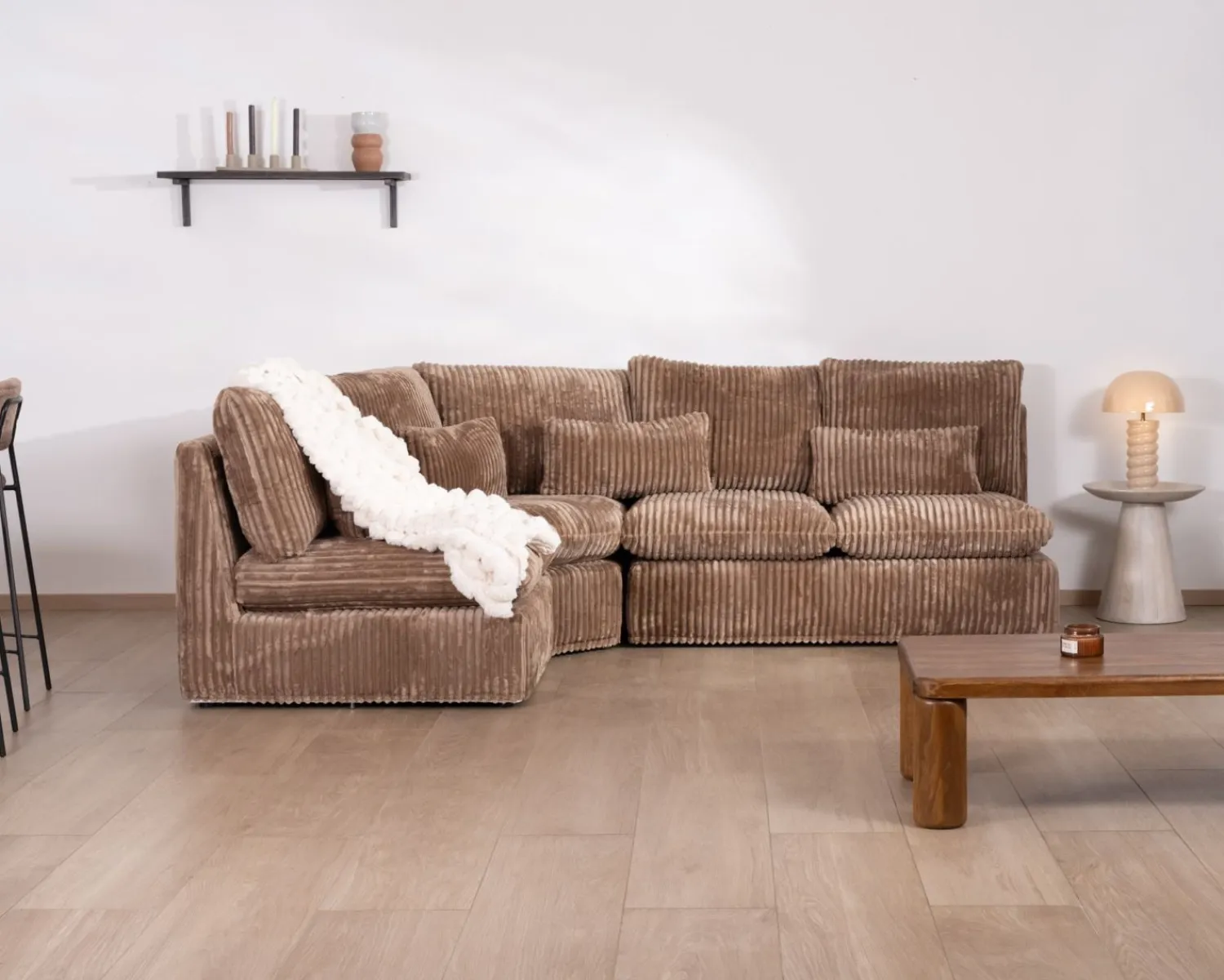 Meuble House Elément 2 places pour canapé modulaire "Kédusa" en velours larges côtes coloris camel Online
