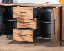 Meuble House Enfilade 200 cm avec portes et tiroirs en bois exotiques 
