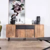 Meuble House Enfilade 175cm en acacia avec 2 tiroirs et pieds métal noirs "Bennett" Online