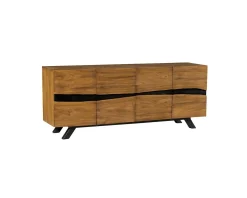 Meuble House Enfilade design en teck recyclé motif nature brute 