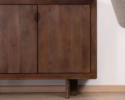 Meuble House Enfilade esprit rétro chic 4 portes 180 cm en manguier massif teinte noyer "Odessa" Hot