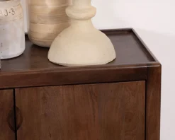 Meuble House Enfilade esprit rétro chic 4 portes 180 cm en manguier massif teinte noyer 