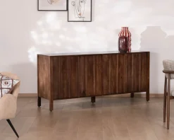 Meuble House Enfilade esprit zen en manguier 180 cm « Sicora » teinte noyer New