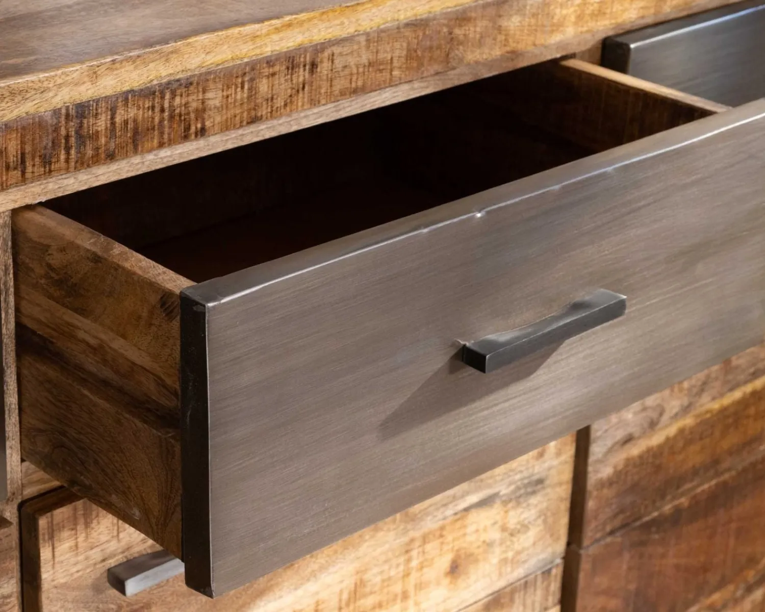 Meuble House Enfilade industrielle 200 cm en manguier et métal "Shade" Outlet