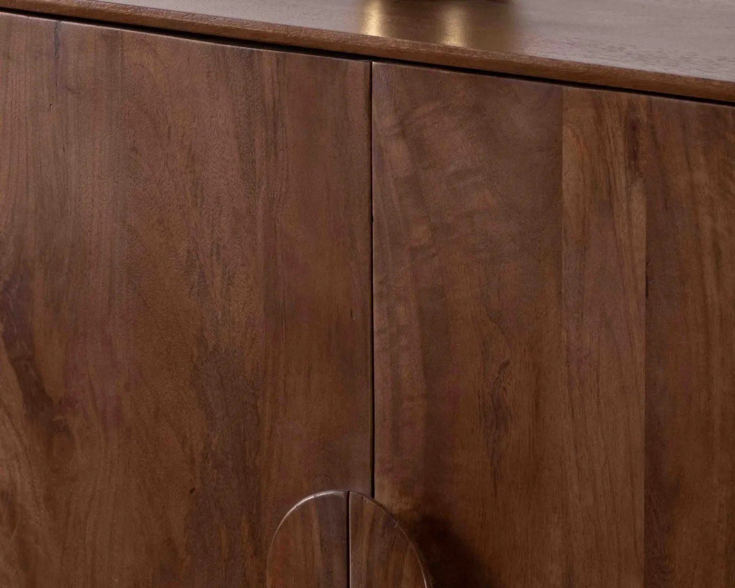 Meuble House Enfilade rétro 4 portes en manguier massif foncé 180 cm "Kaldo" style mid-century New