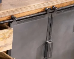 Meuble House Enfilade style factory en bois massif et métal "Haden" Outlet
