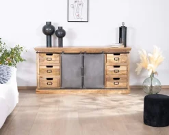 Meuble House Enfilade style factory en bois massif et métal