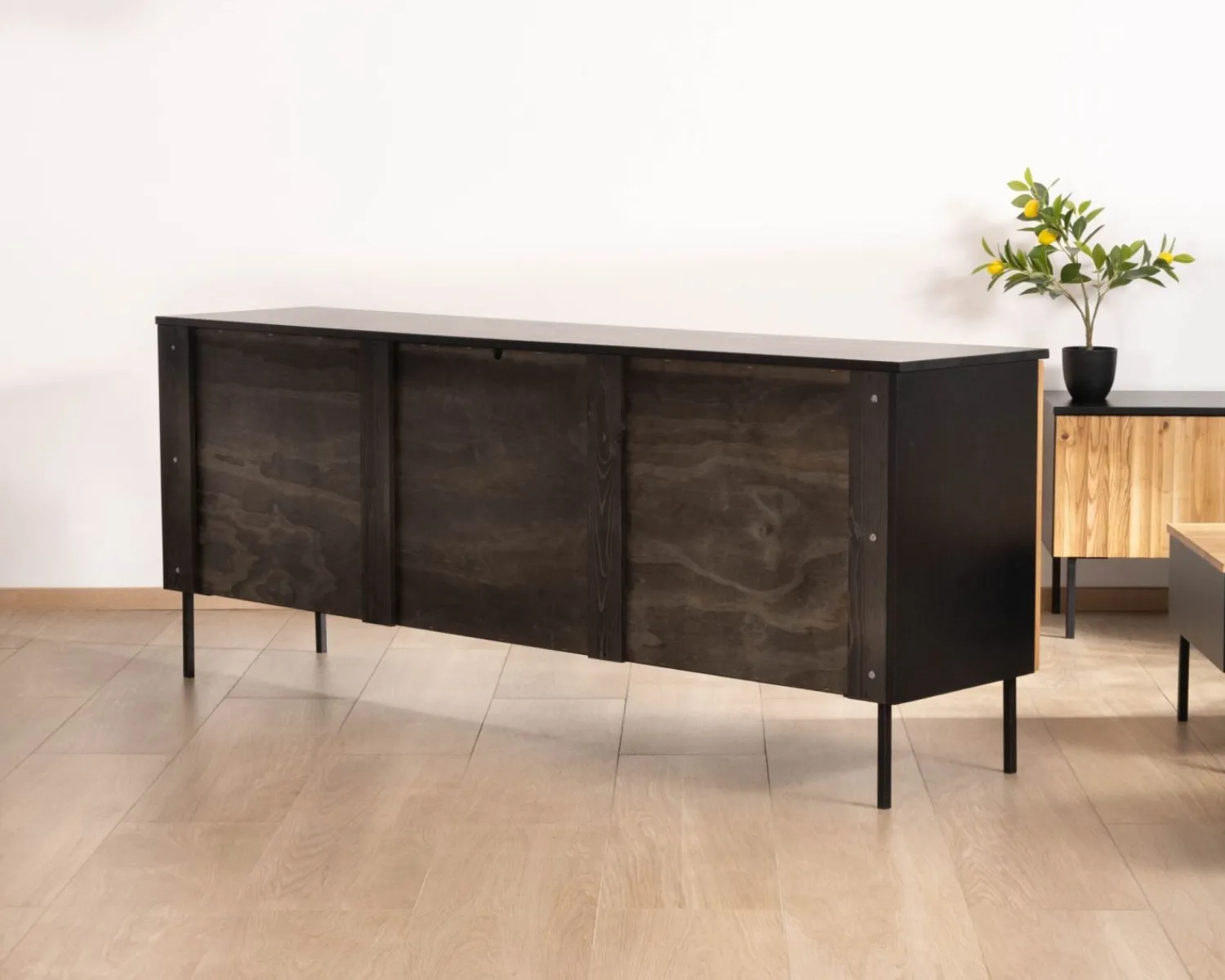 Meuble House Enfilade style newtro en frêne massif "Sydney" avec rangements et tiroirs Sale