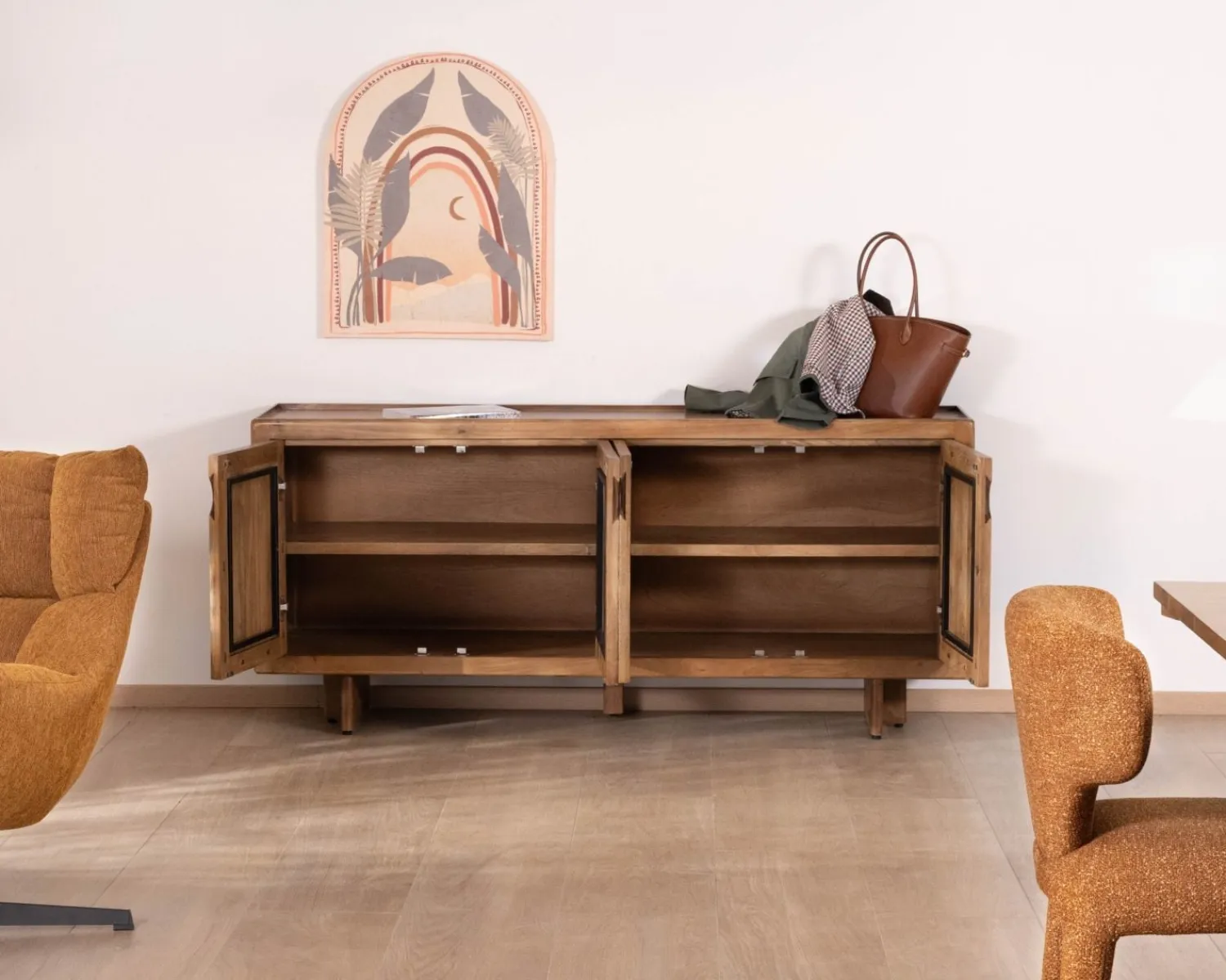Meuble House Enfilade vintage 4 portes en manguier naturel "Odely" 180 cm style rétro chic Hot